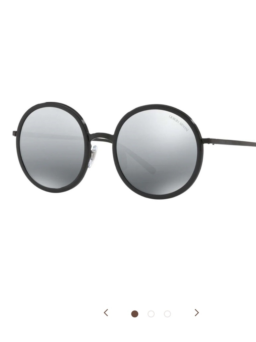 Giorgio Armani Round Black Sunglasses with Silver Mirrored Lenses AR6052